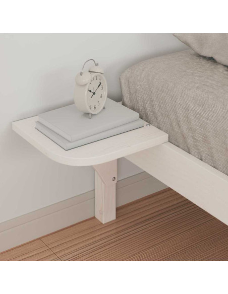 Letto con Tavolini Laterali Bianco 90 x 220 cm Pino massello