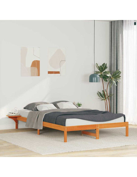 Letto con Tavolini Laterali Marrone cerato 160 x 220 cm