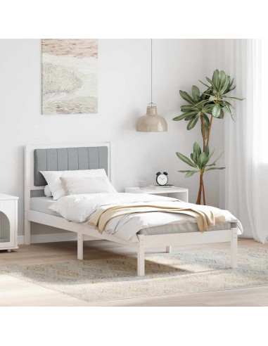 Letto con Testiera Rivestita Grigio chiaro 80 x 200 cm