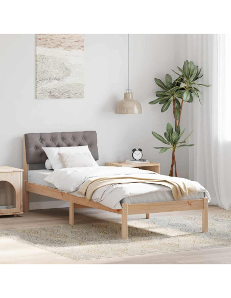 Struttura del Letto con testiera Marrone e taupe 80 x 200 cm