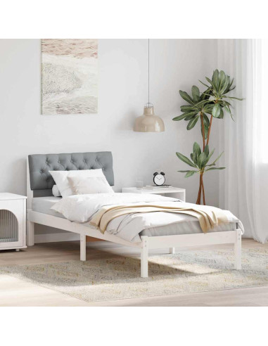 Struttura del Letto Bianco e grigio chiaro 75 x 190 cm