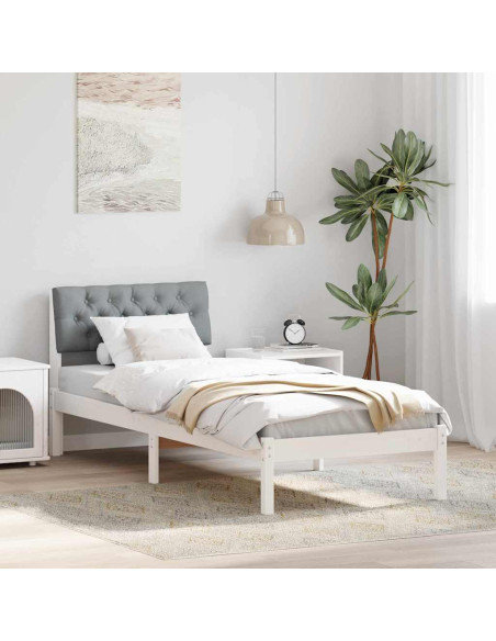 Struttura del Letto Bianco e grigio chiaro 75 x 190 cm