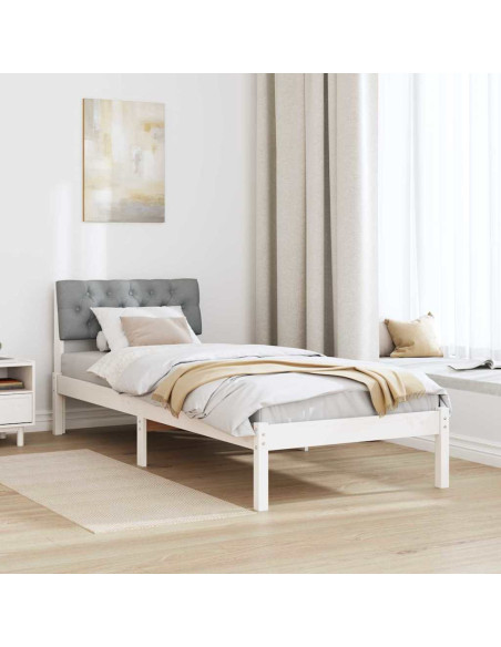 Struttura del Letto Bianco e grigio chiaro 75 x 190 cm