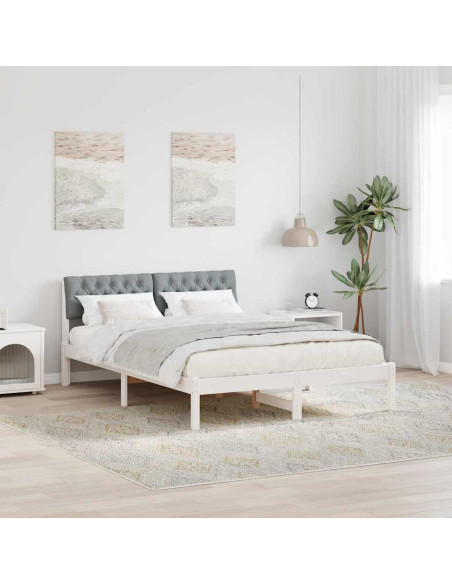 Struttura del Letto Bianco e grigio chiaro 140 x 200 cm