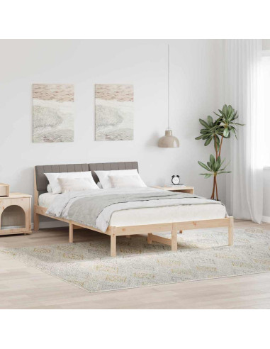 Struttura del Letto con testiera Marrone e taupe 135 x 190 cm