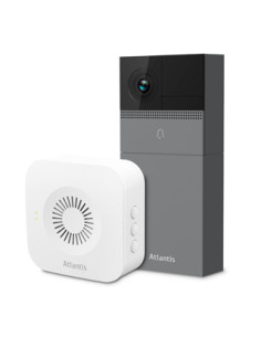 VIDEOCITOFONO ATLANTIS A14-DB910 wireless da esterno 2Mpx FHD 1920x1080p 25fps H.264 PIR IR LED campanello da interno incluso