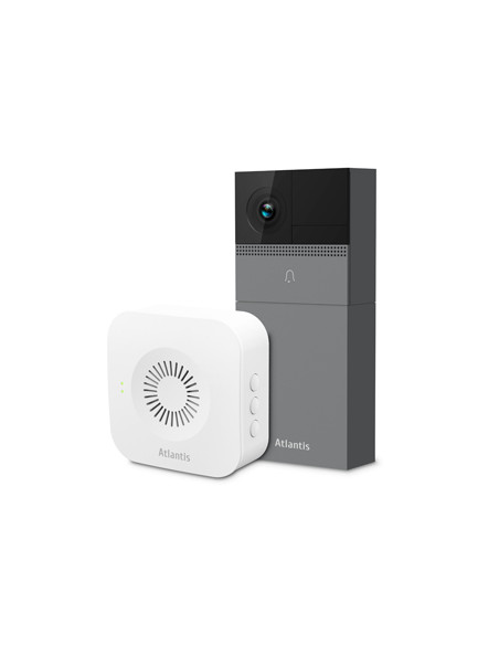 VIDEOCITOFONO ATLANTIS A14-DB910 wireless da esterno 2Mpx FHD 1920x1080p 25fps H.264 PIR IR LED campanello da interno incluso