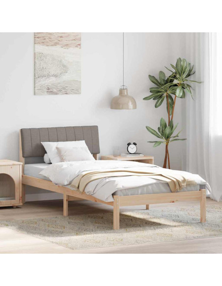 Struttura del Letto con testiera Marrone e taupe 90 x 190 cm