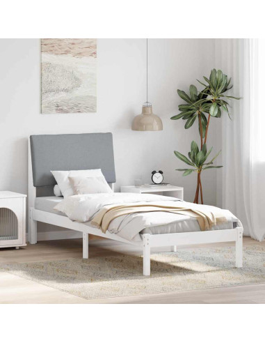 Struttura del Letto Bianco e grigio chiaro 75 x 190 cm