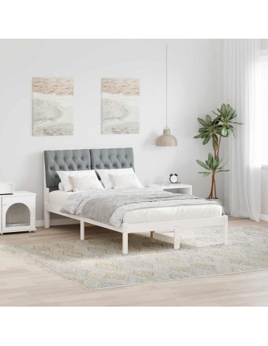 Letto con Testiera Rivestita con testiera Bianco 120 x 200 cm