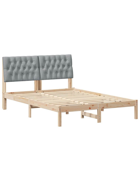 Letto con Testiera Rivestita con testiera Marrone 135 x 190 cm