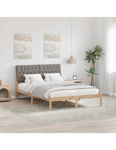 Letto con Testiera Rivestita con testiera Marrone 135 x 190 cm