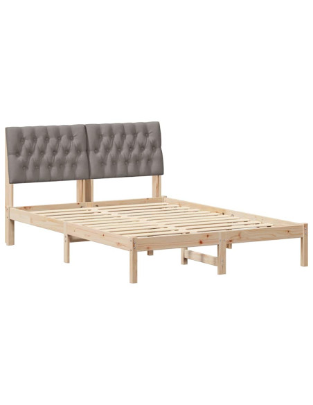 Letto con Testiera Rivestita con testiera Marrone 135 x 190 cm