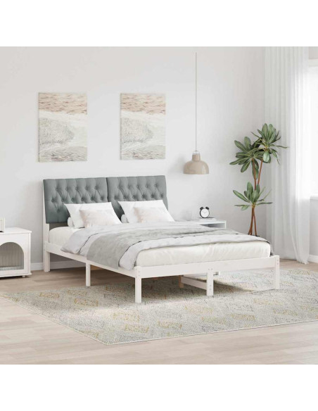 Letto con Testiera Rivestita con testiera Bianco 135 x 190 cm