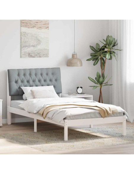Letto con Testiera Rivestita con testiera Bianco 100 x 200 cm
