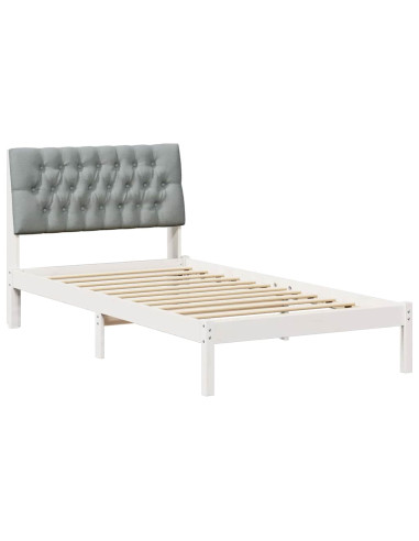 Letto con Testiera Rivestita con testiera Bianco 100 x 200 cm