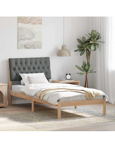 Letto con Testiera Rivestita con testiera Marrone 90 x 200 cm