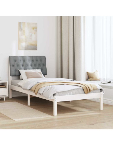 Letto con Testiera Rivestita con testiera Bianco 90 x 200 cm