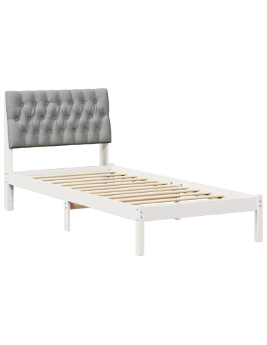 Letto con Testiera Rivestita con testiera Bianco 90 x 200 cm