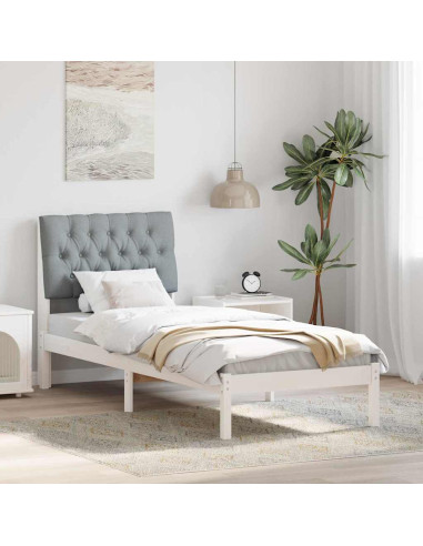 Letto con Testiera Rivestita con testiera Bianco 80 x 200 cm