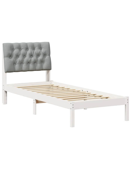 Letto con Testiera Rivestita con testiera Bianco 80 x 200 cm