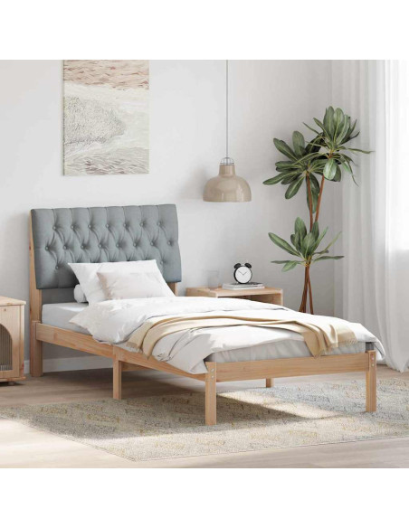 Letto con Testiera Rivestita con testiera Marrone 90 x 190 cm