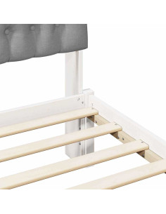 Letto con Testiera Rivestita con testiera Bianco 90 x 190 cm 2