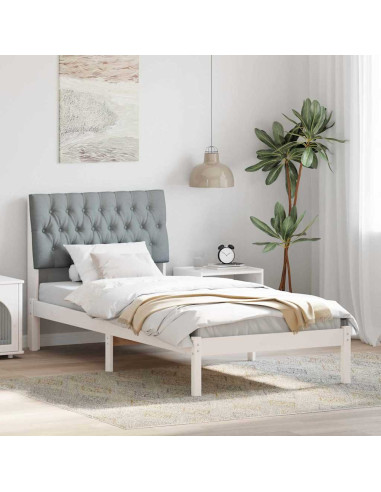 Letto con Testiera Rivestita con testiera Bianco 90 x 190 cm