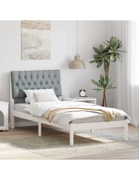 Letto con Testiera Rivestita con testiera Bianco 90 x 190 cm