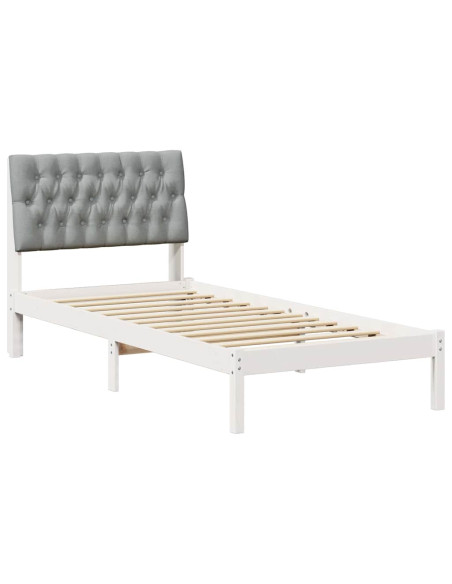 Letto con Testiera Rivestita con testiera Bianco 90 x 190 cm