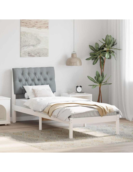 Letto con Testiera Rivestita con testiera Bianco 75 x 190 cm