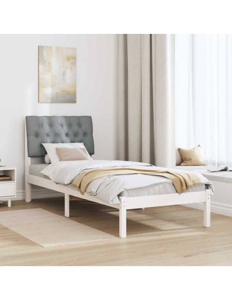 Letto con Testiera Rivestita con testiera Bianco 75 x 190 cm