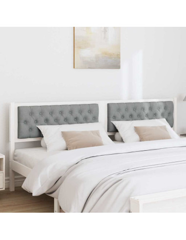 Testiera Bianco e grigio chiaro 200 cm Legno di pino massello