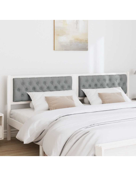 Testiera Bianco e grigio chiaro 200 cm Legno di pino massello