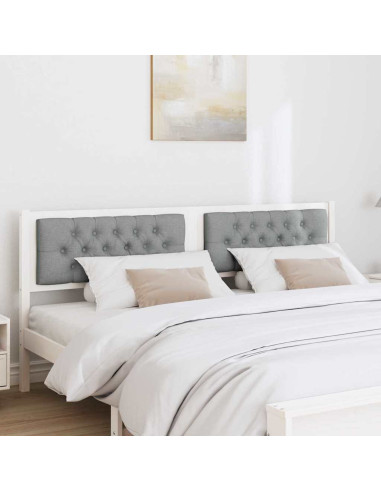 Testiera Bianco e grigio chiaro 180 cm Legno di pino massello