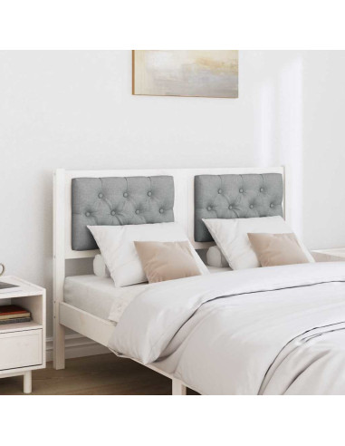 Testiera Bianco e grigio chiaro 135 cm Legno di pino massello