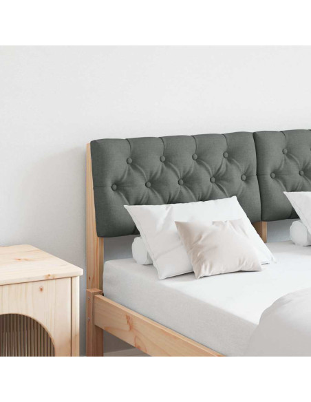 Testiera imbottita Grigio scuro 120 cm Pino massello