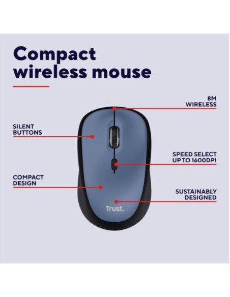 YVI+ WIRELESS MOUSE DARK BLUE
