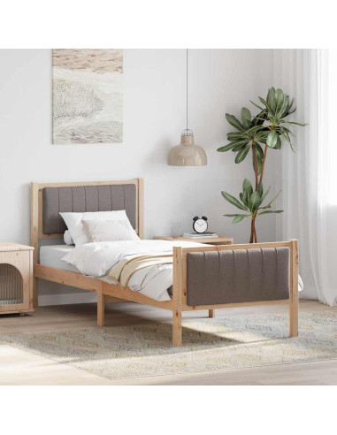 Struttura del Letto con testiera Marrone e taupe 80 x 200 cm