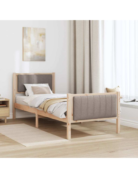 Struttura del Letto con testiera Marrone e taupe 80 x 200 cm