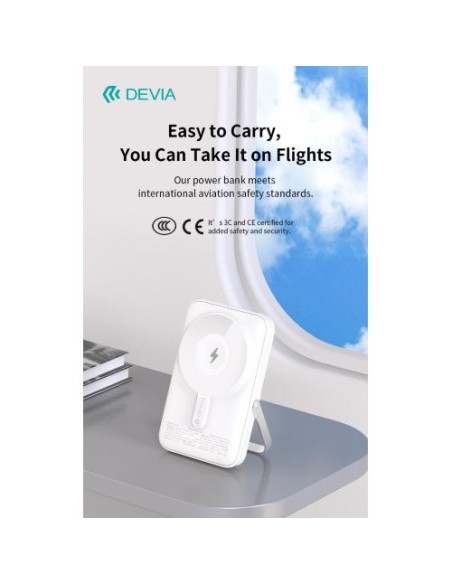 DEVIA POWER BANK MAGNETICO CON SUPPORTO ANCHE PER APPLE WATCH 20W 10.000 MAH BIANCO