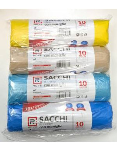 RMove Sacchi Rifiuti 70x120cm 4 Rotoli da 10 Sacchi Colori Vari