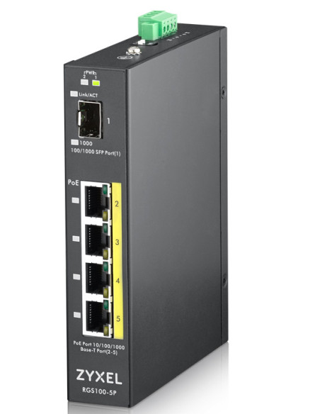 Zyxel RGS100-5P Non gestito L2 Gigabit Ethernet (10/100/1000) Supporto Power over Ethernet (PoE) Nero