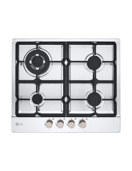 LG CBGZ2414S Piano cottura a gas 60cm, 8,5kW, 4 bruciatori, Griglie in ghisa, Piatto inox