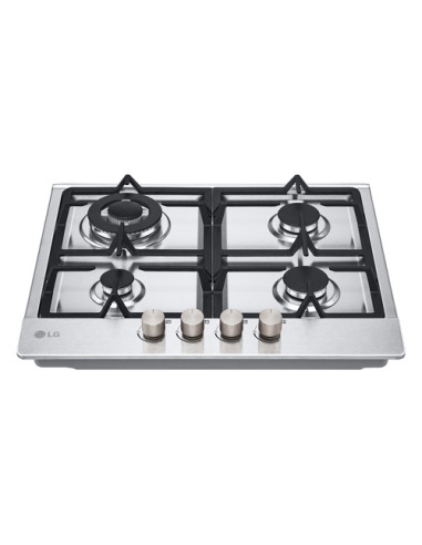 LG CBGZ2414S Piano cottura a gas 60cm, 8,5kW, 4 bruciatori, Griglie in ghisa, Piatto inox