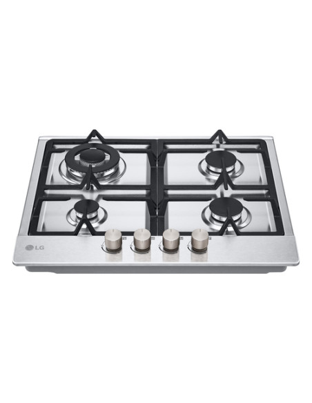 LG CBGZ2414S Piano cottura a gas 60cm, 8,5kW, 4 bruciatori, Griglie in ghisa, Piatto inox