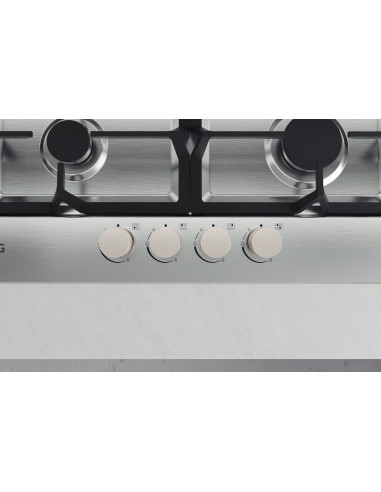 LG CBGZ2414S Piano cottura a gas 60cm, 8,5kW, 4 bruciatori, Griglie in ghisa, Piatto inox