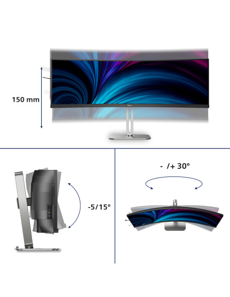 Philips Serie 5000 49B2U5900C/00 Monitor PC 124 cm (48.8") 5120 x 1440 Pixel Dual QHD LCD Nero