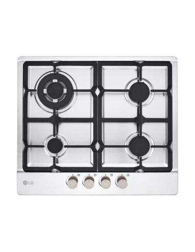LG CBGZ2414S Piano cottura a gas 60cm, 8,5kW, 4 bruciatori, Griglie in ghisa, Piatto inox