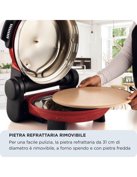Ariete 934 Pizzeria Gourmet, Forno per pizza napoletana e calzoni, 1500W, Temperatura 400°C, 3 minuti di cottura, Pietra refrat